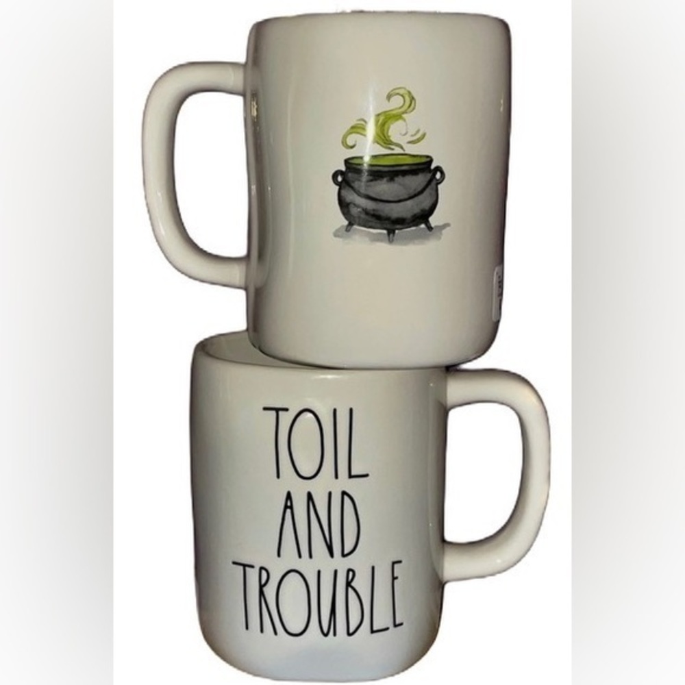 Rae Dunn Double Sided TOIL AND TROUBLE mug